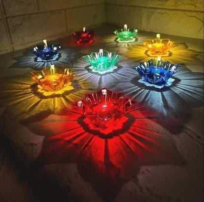 3D Reusable Reflective Shadow Colorful Diya Pack of 12