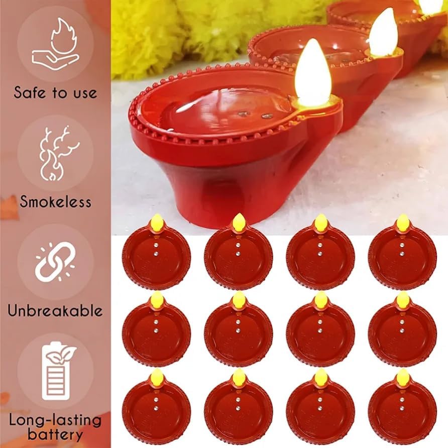 Floating LED Water Sensor Diyas – Flameless & Smokeless Decorative Lights (Pack of 12) ,Diwali Festivals Decoration,Christmas,New Year, Festive