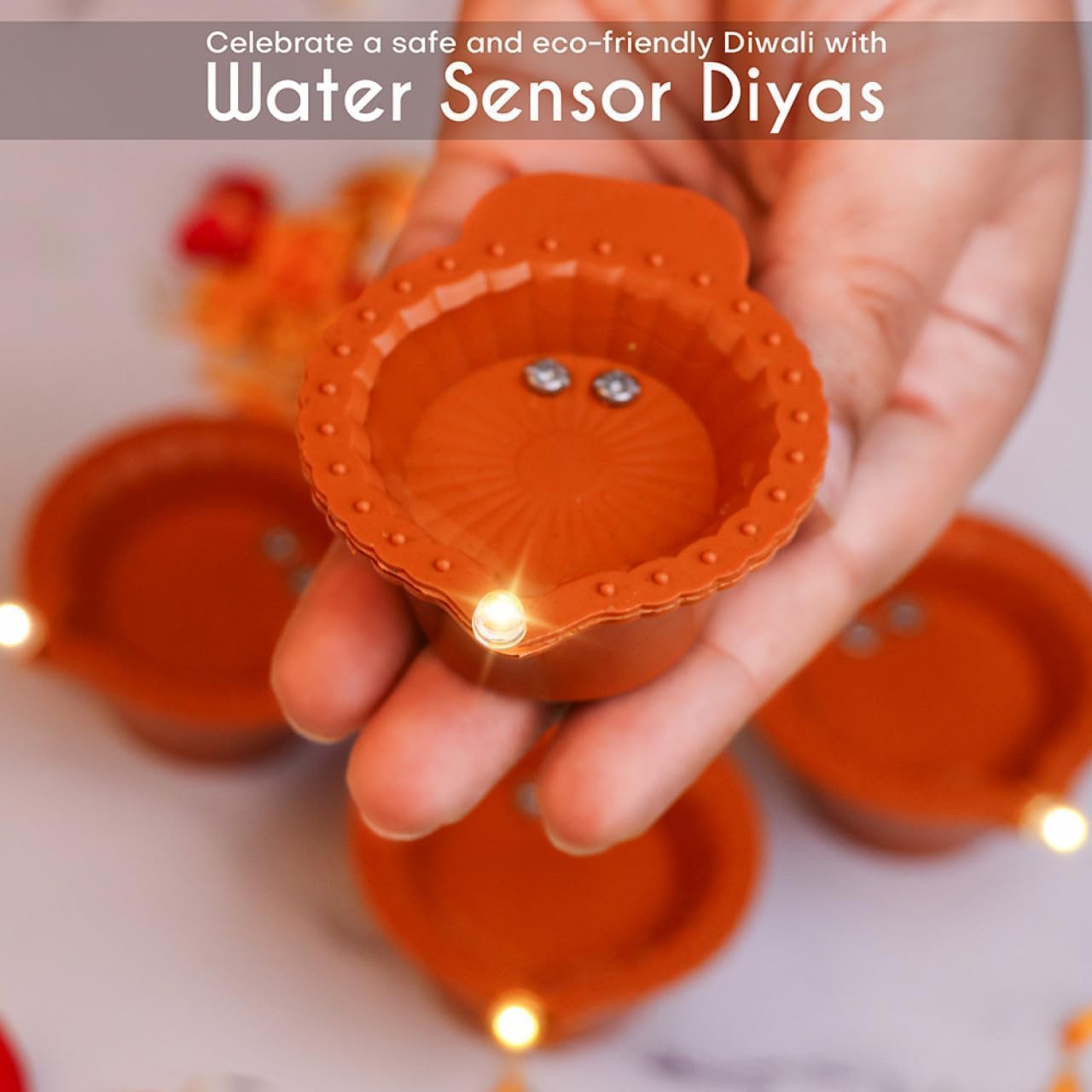 Floating LED Water Sensor Diyas – Flameless & Smokeless Decorative Lights (Pack of 12) ,Diwali Festivals Decoration,Christmas,New Year, Festive