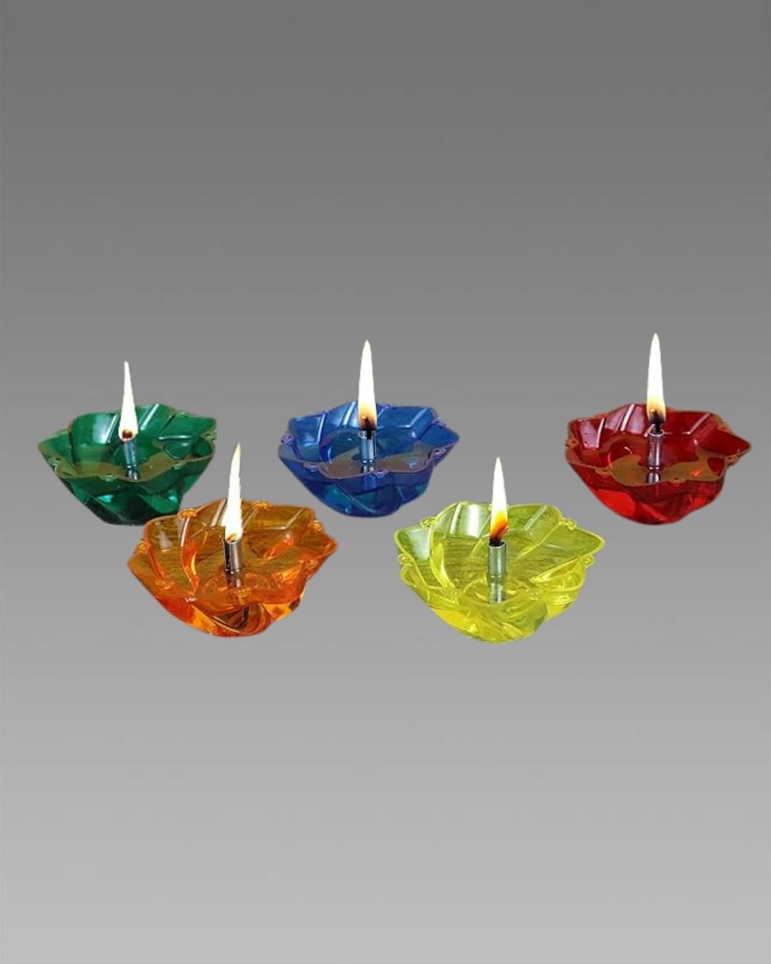 3D Reusable Reflective Shadow Colorful Diya Pack of 12