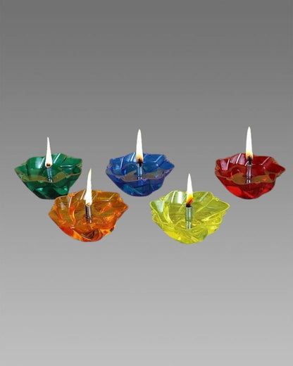3D Reusable Reflective Shadow Colorful Diya Pack of 12