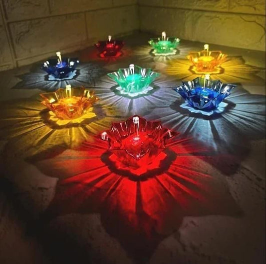 3D Reusable Reflective Shadow Colourful Diya – Decorative Festival Lamps (Pack of 4/12/24)